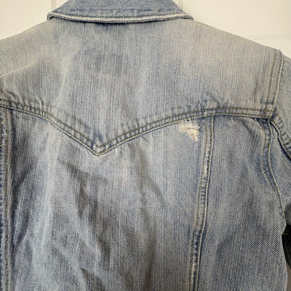 Abercrombie & Fitch Denim Jacket Distressed Vintage Y2K Light Wash Women's L - Picture 7 of 10